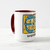 Mug LETTRE MOYENNE Florale Illuminée E MONogramme (Devant gauche)