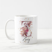 Mug LETTRE MOYENNE MOUVE Pink Floral Rose DOUCE Z (Gauche)