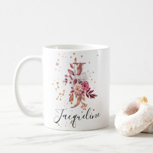 Mug LETTRE MOYENNE MOUVE Pink Floral Rose J