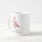 Mug LETTRE MOYENNE MOUVE Pink Floral Rose J (Devant gauche)