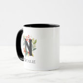 Mug Lettre N Monogramme initiale Noël Berry Wreath (Devant gauche)