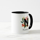 Mug Lettre N Monogramme initiale Noël Berry Wreath (Devant droit)