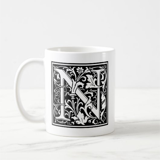 Mug Lettre N Monogramme médiéval Art Nouveau (Gauche)