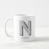 Mug Lettre N Monogramme Nom moderne (Gauche)