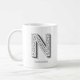 Mug Lettre N Monogramme Nom moderne