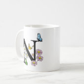 Mug LETTRE N MONOGRAPHIQUE BROUILLON D'AQUATIE Florale (Devant gauche)