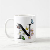 Mug LETTRE N MONOGRAPHIQUE BROUILLON D'AQUATIE Florale (Gauche)