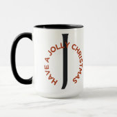 Mug Lettre noire J Texte rouge Avoir un Noël joyeux (Gauche)