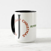 Mug Lettre noire J Texte rouge Avoir un Noël joyeux (Devant gauche)