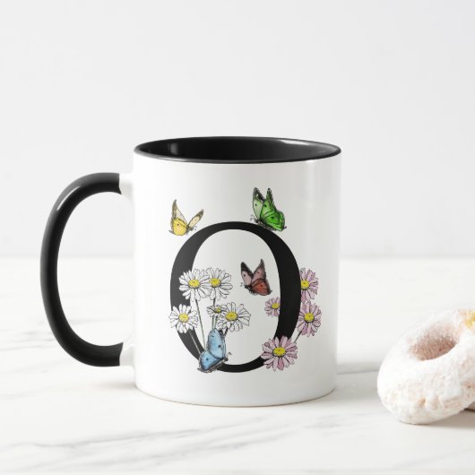Mug LETTRE O MONOGRAPHIQUE BROUILLON D'Aquarelle Flora (Avec donut)