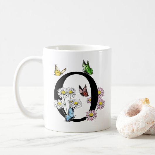 Mug LETTRE O MONOGRAPHIQUE BROUILLON D'Aquarelle Flora (Avec donut)