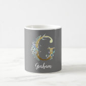 Mug Lettre or florale G sur gris (Centre)