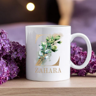 Mug Lettre or Monogramme floral Z