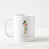 Mug Lettre or Monogramme I | Vert rose floral (Gauche)