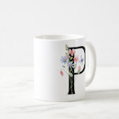 Mug Lettre P avec des fleurs (Devant droit)