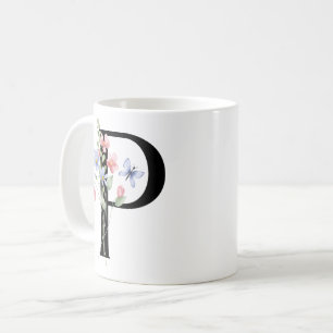 Mug Lettre P avec des fleurs