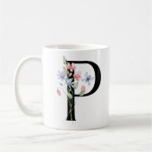 Mug Lettre P avec des fleurs (Gauche)