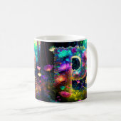 Mug Lettre P florale brillante (Devant droit)