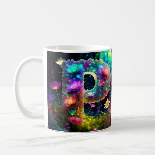 Mug Lettre P florale brillante (Gauche)