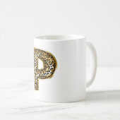 Mug Lettre P Imprimé Léopard Noir Or (Devant droit)