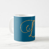 MUG LETTRE PARTIES SCINTILLANT D OR (Devant gauche)