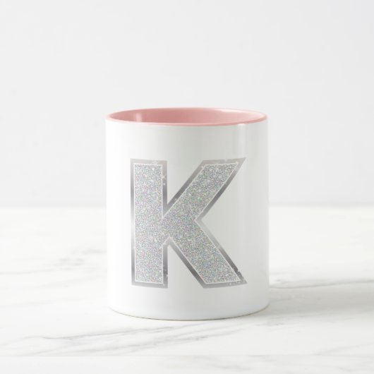 Mug Lettre Parties scintillant en argent K (Centre)