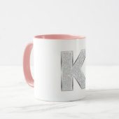 Mug Lettre Parties scintillant en argent K (Devant gauche)