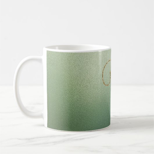 Mug Lettre Parties scintillant or vert olive T (Gauche)
