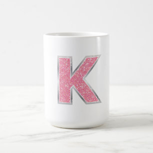 Mug Lettre Parties scintillant rose K