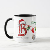 Mug Lettre personnalisée Nom 3 Photos Joyeux Noël (Gauche)