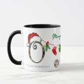Mug Lettre personnalisée Nom 3 Photos Joyeux Noël (Gauche)
