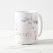 Mug LETTRE PHOTOGRAPHIQUE PLEINE Rose BLANCHE Délicate (Devant droit)