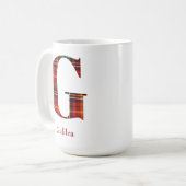 Mug Lettre plaid tendance G Monogramme Nom Noël (Devant gauche)