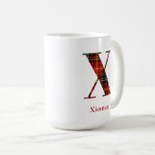 Mug Lettre plaid tendance X Monogramme Nom Noël (Devant droit)