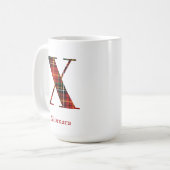 Mug Lettre plaid tendance X Monogramme Nom Noël (Devant gauche)