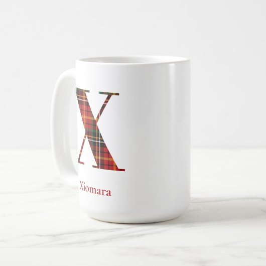 Mug Lettre plaid tendance X Monogramme Nom Noël (Devant gauche)