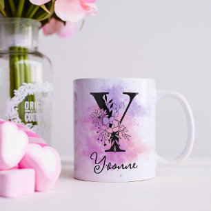 Mug LETTRE PLEINE POROUGE FLEUVE NOIR MONogramme Y