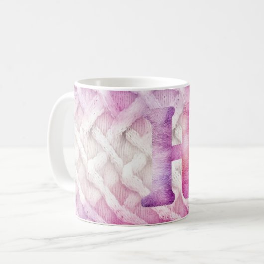 MUG LETTRE POPULAIRE ROSE CHAUD POPULAIRE H (Devant gauche)