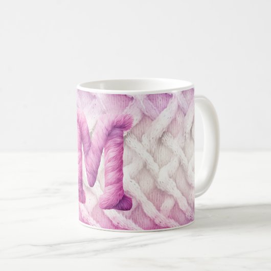MUG LETTRE POPULAIRE ROSE CHAUD POPULAIRE M (Devant droit)