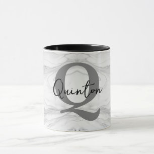 Mug Lettre Q Monogramme en Marbre Moderne et Classique