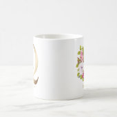 Mug Lettre Q Monogramme or rose blanc magenta Floral (Centre)