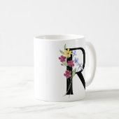 Mug Lettre R avec des fleurs (Devant droit)