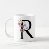 Mug Lettre R avec des fleurs (Gauche)