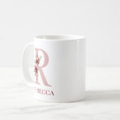 Mug Lettre R Bourgogne Blush Floral (Devant gauche)