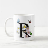 Mug Lettre R Monogramme de papillon floral (Gauche)