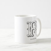Mug Lettre R Monogramme Nom moderne (Devant droit)