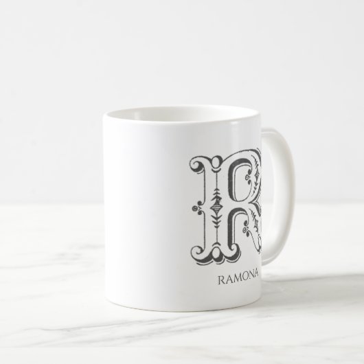 Mug Lettre R Monogramme Nom moderne (Devant droit)