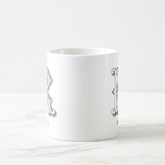 Mug Lettre R Monogramme Nom moderne (Centre)