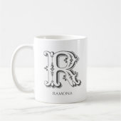 Mug Lettre R Monogramme Nom moderne (Gauche)