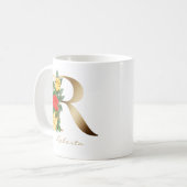 Mug Lettre R Monogramme or Yellow Red Roses Florales (Devant gauche)